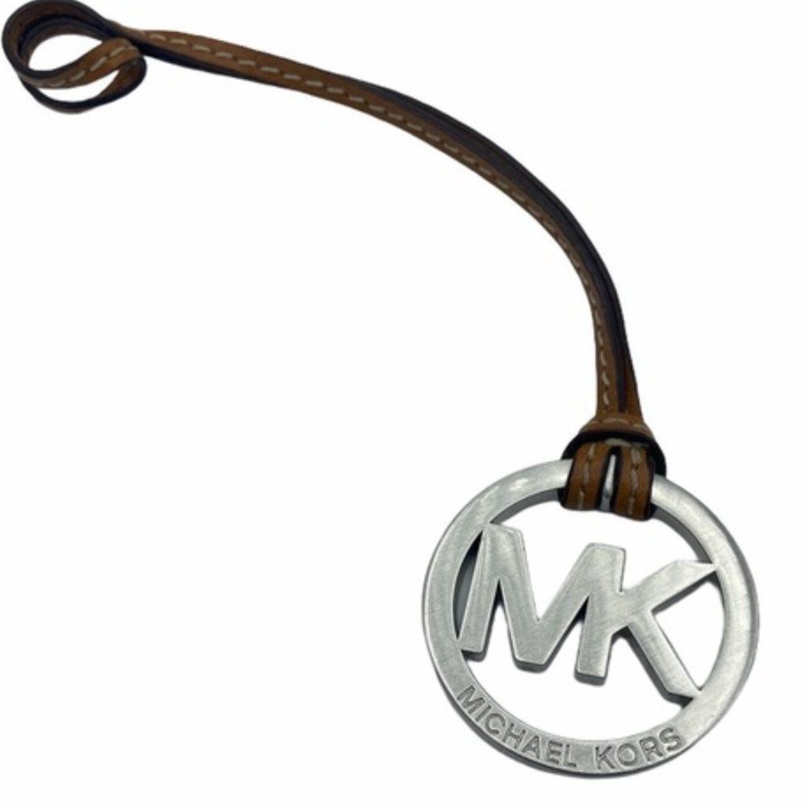 Michael Kors Tan Leather Sliver Logo Bag Charm Michael Kors Tan Leather Sliver Logo Bag Charm
